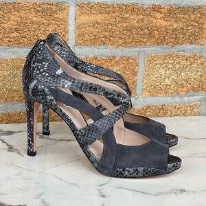 L.K. Bennett Mabel Snakeskin Suede Pumps 42/11
